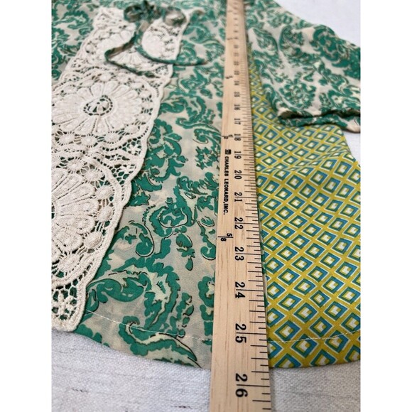 Jade Melody Tam Mixed Media Boho Peasant Top Blouse Sz M Lightweight Semi‎ Sheer - Picture 5 of 10